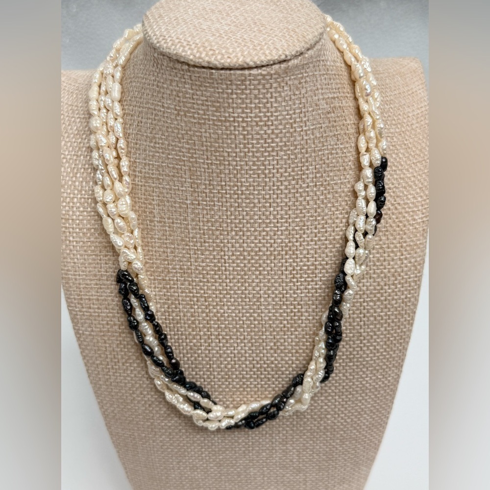 Freshwater pearls multi-strand torsade necklace 16”
